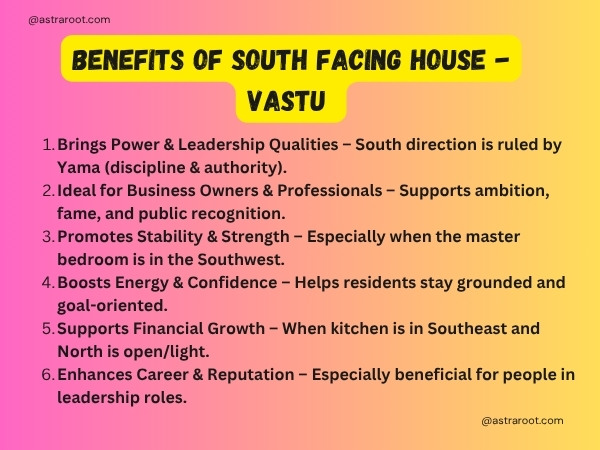 benefits of South facing house Vastu