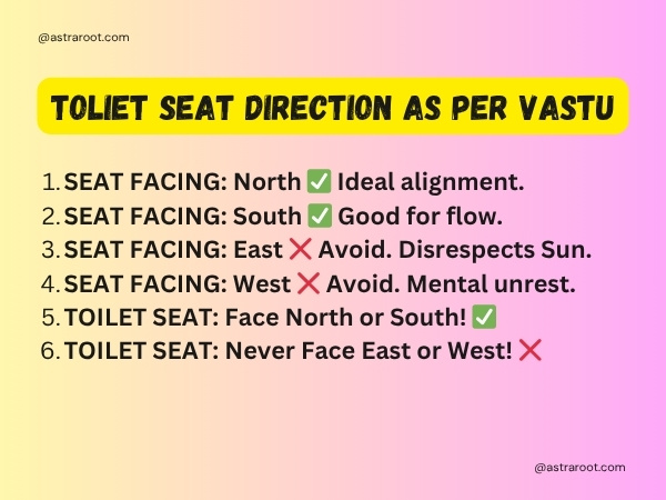 toilet seat direction as per vastu​